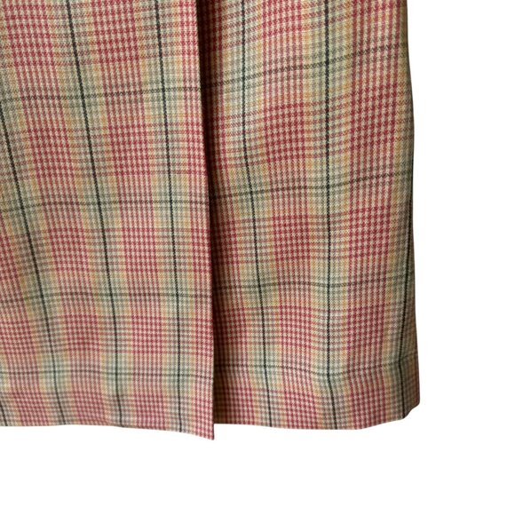 Vtg Worth Silk Linen Blend Skirt Plaid Faux Wrap Side Zip Lined Light Academia - Picture 4 of 15
